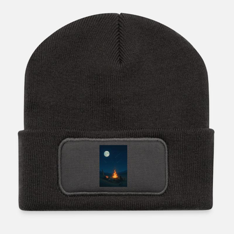 Moonlit night at the campfire - Recycled Patch Beanie - dark grey