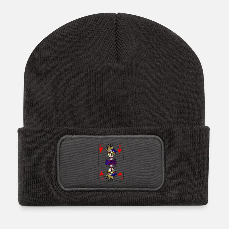 Carte Roi Double Image Style - Beanie recyclé à patch - charbon