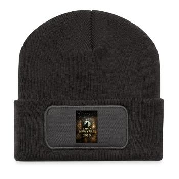 Mondwolf Neujahr 2026 - Recycelte Patch Beanie - Dunkelgrau - Vorne