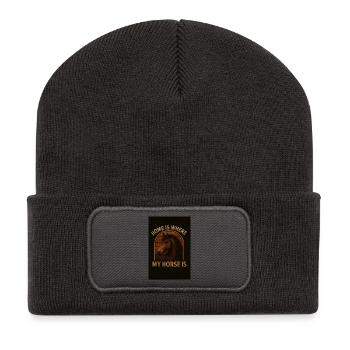 Zuhause Ist Wo Mein Pferd Ist - Recycelte Patch Beanie - Dunkelgrau - Vorne