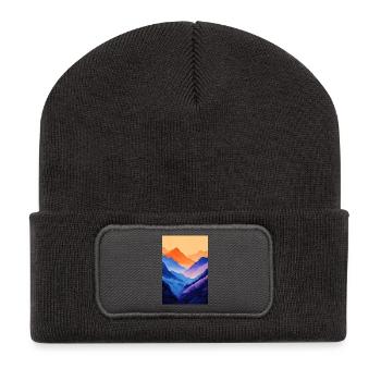Illustration of a Mountain Landscape - Beanie recyclé à patch - charbon - Devant