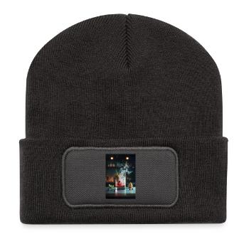 Crimson Splash Cocktail - Recycelte Patch Beanie - Dunkelgrau - Vorne