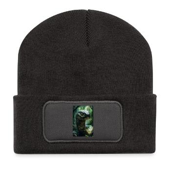 Illustration of a snake - Beanie recyclé à patch - charbon - Devant