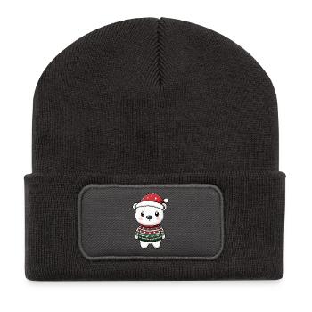 Noël de l’ours polaire - Beanie recyclé à patch - charbon - Devant