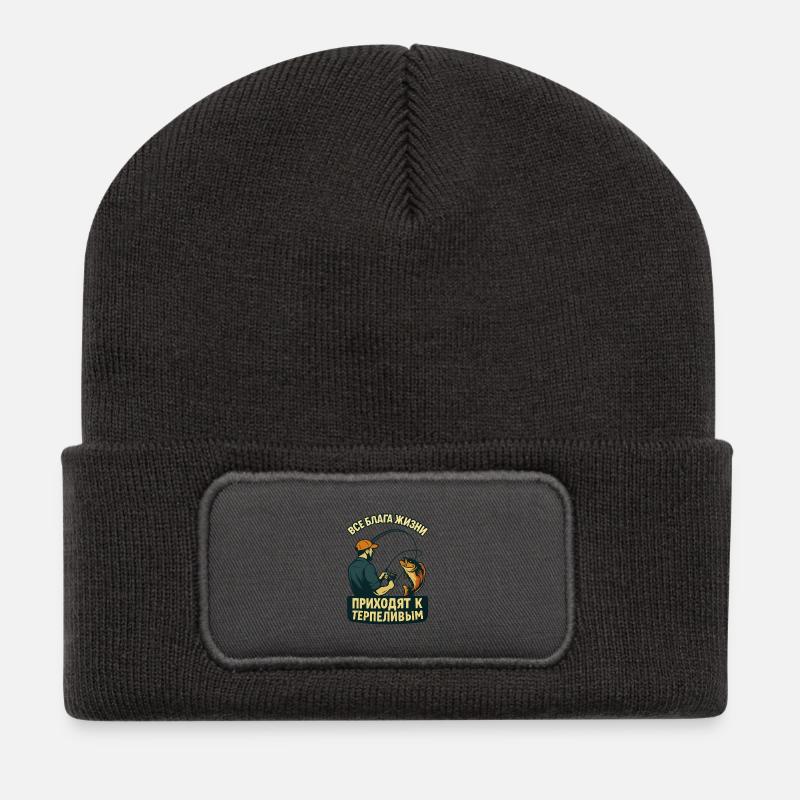 Hero on the water, Сила рыбака - Recycled Patch Beanie - dark grey