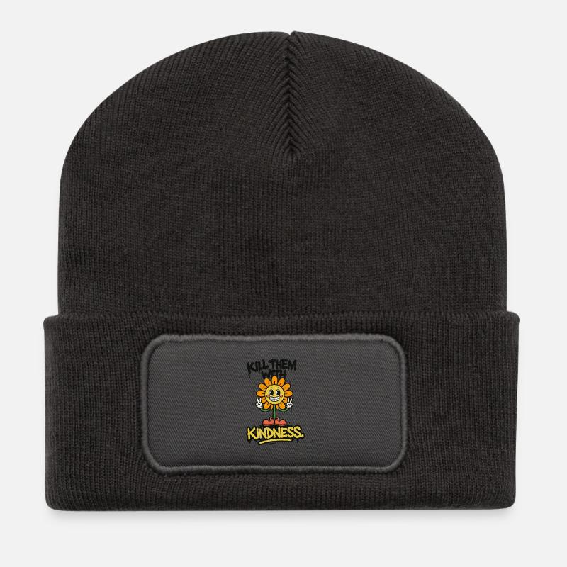 Kill Them With Kindness – Retro Graffiti Spruch - Recycelte Patch Beanie - Dunkelgrau