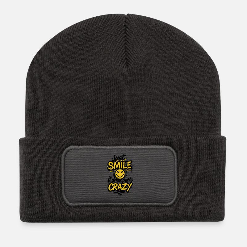 Just Smile It Drives People Crazy – Graffiti Style - Recycelte Patch Beanie - Dunkelgrau
