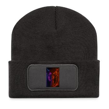 Duel des éléments entre le feu et la glace - Beanie recyclé à patch - charbon - Devant