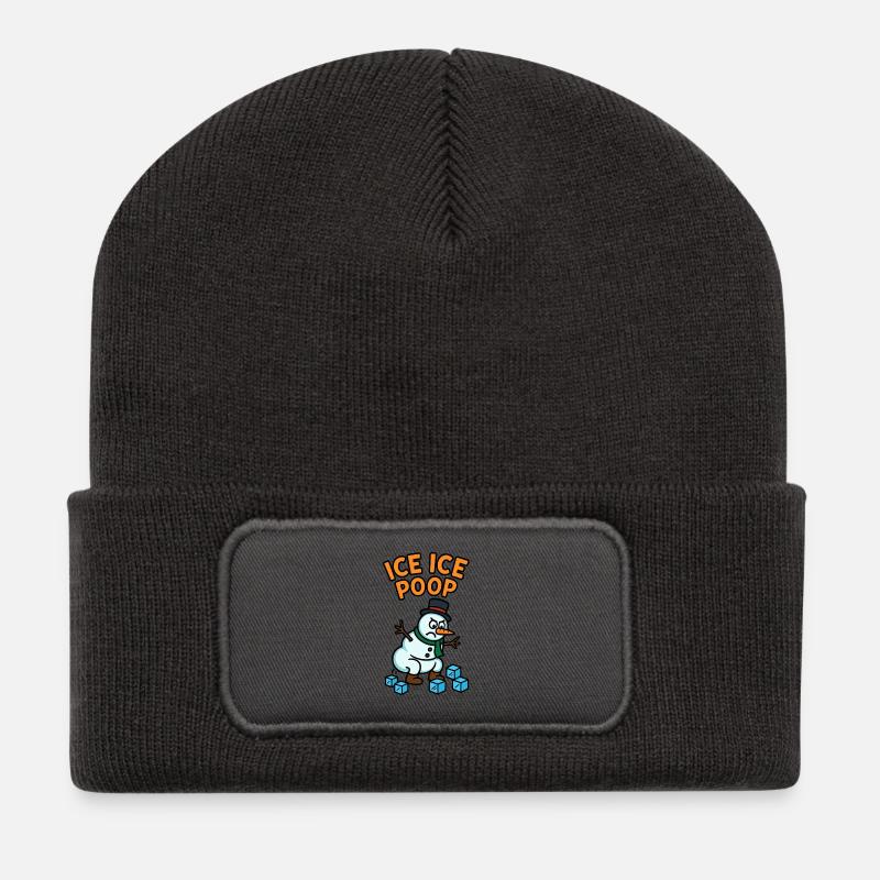 schneemann eiswürfel kinder witzig pups - Beanie recyclé à patch - charbon