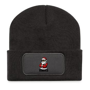 Cool Santa Claus Cartoon - Recycled Patch Beanie - dark grey - Front