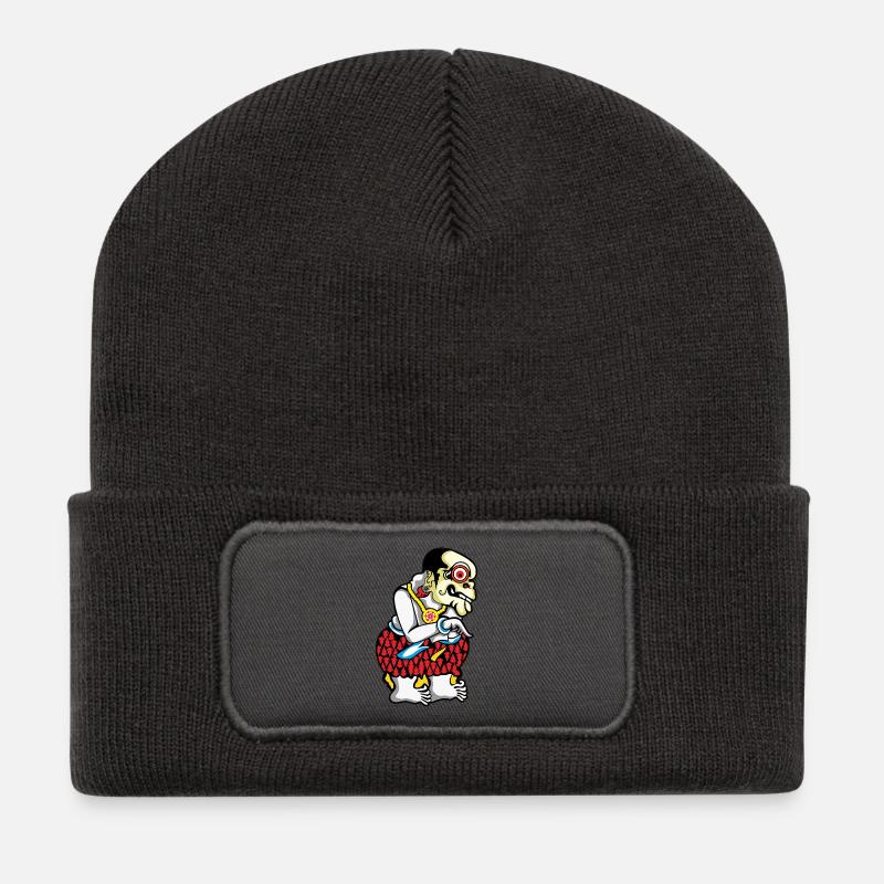 Tiki Skeleton Hula Hawaii - Recycled Patch Beanie - dark grey