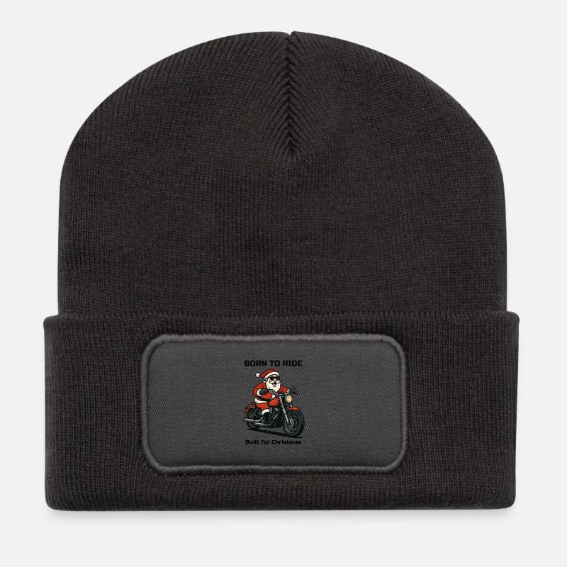BIKER SANTA - Recycelte Patch Beanie - Dunkelgrau