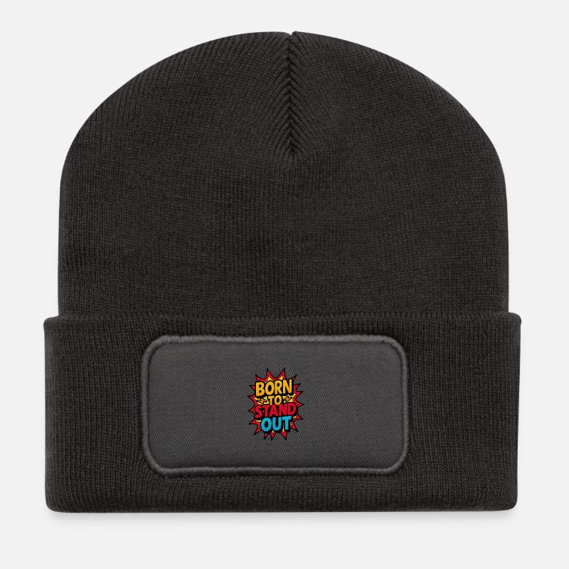 Born To Stand Out Comic Burst - Recycled Patch Beanie - dark grey