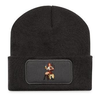 Scottish Kilt Pin-Up Beer and Pipes - Recycled Patch Beanie - dark grey - Front