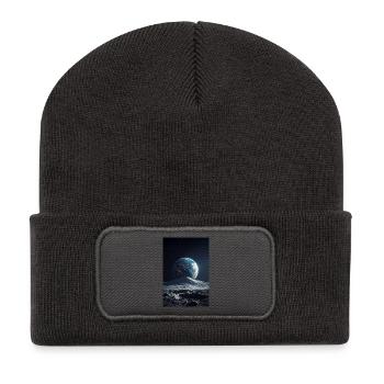 Lever de la Terre sur la Lune Gelée - Beanie recyclé à patch - charbon - Devant