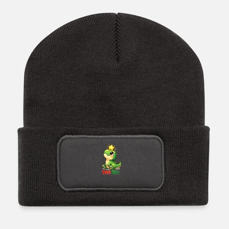 Tree Rex Dino T Rex - Recycelte Patch Beanie - Dunkelgrau