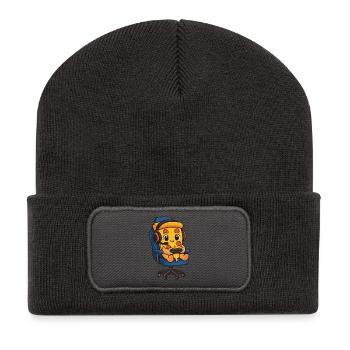 Gamer, manette pizza, manette alimentaire, amateur de pizza, - Beanie recyclé à patch - charbon - Devant