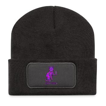 8. Geburtstag Mystische Katze - Recycelte Patch Beanie - Dunkelgrau - Vorne