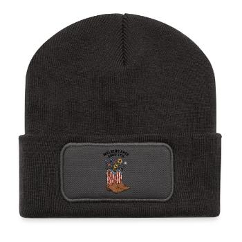 Walking Free Since 1776 Stiefel - Recycelte Patch Beanie - Dunkelgrau - Vorne