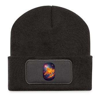 Goldenes Feuerpferd Sternenhimmel Tierkreiszeichen - Recycelte Patch Beanie - Dunkelgrau - Vorne