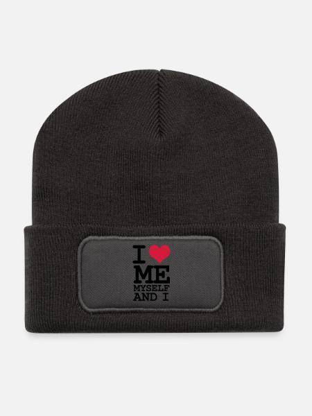 Ich liebe mich selbst und ich – Humor - Recycelte Patch Beanie - Dunkelgrau