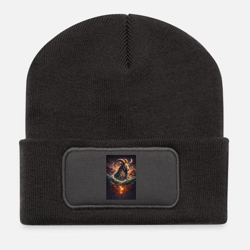 Capricorne - Beanie recyclé à patch - charbon