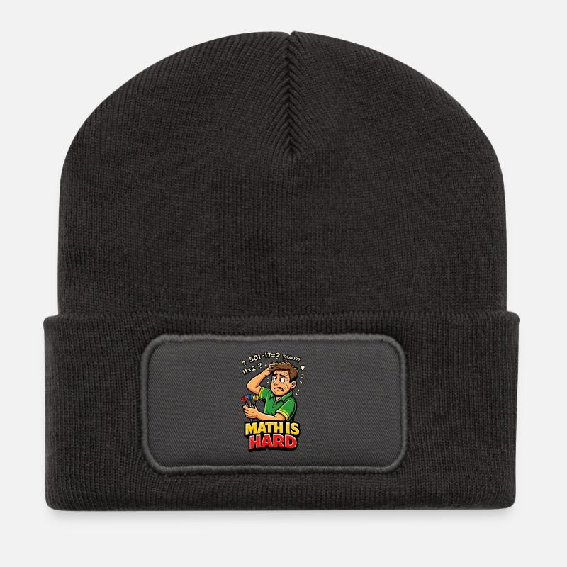 Mathe ist schwer Dart - Recycelte Patch Beanie - Dunkelgrau