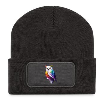 Chouette blanche Chouette Chouette Chouette Chouette Chouette Chouette des neiges - Beanie recyclé à patch - charbon - Devant