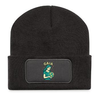 Gaïa - Mère Nature - Arbre de Vie - Beanie recyclé à patch - charbon - Devant