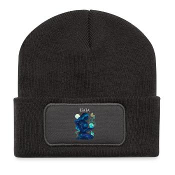 Gaïa cosmique - Mère Nature - Beanie recyclé à patch - charbon - Devant
