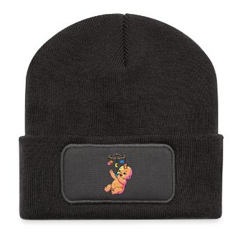 Baby Mobile Sterne und Mond - Recycelte Patch Beanie - Dunkelgrau - Vorne