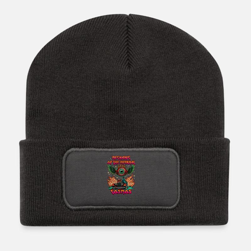 Mechanik des Infernalen Kosmos - Recycelte Patch Beanie - Dunkelgrau