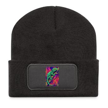 Gecko - Recycelte Patch Beanie - Dunkelgrau - Vorne