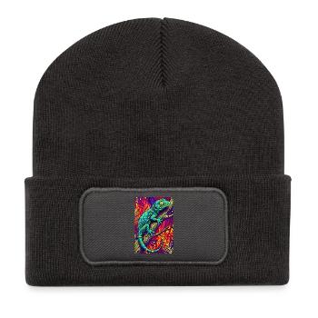 Gecko - Recycelte Patch Beanie - Dunkelgrau - Vorne