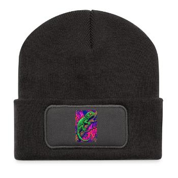 Gecko - Recycelte Patch Beanie - Dunkelgrau - Vorne