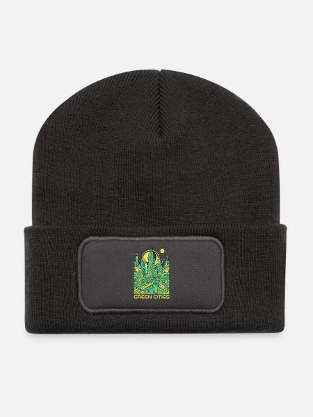 Grüne Städte Zukunft - Recycelte Patch Beanie - Dunkelgrau