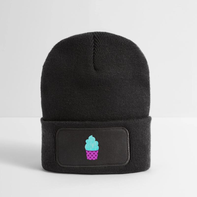 Eis Eiscreme Eiskrem Dots Punkte Softeis Sommer Recycled Patch Beanie