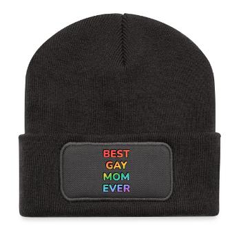 BESTE SCHWULE MUTTER ALLER ZEITEN - Recycelte Patch Beanie - Dunkelgrau - Vorne