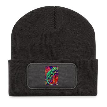 Gecko - Recycelte Patch Beanie - Dunkelgrau - Vorne