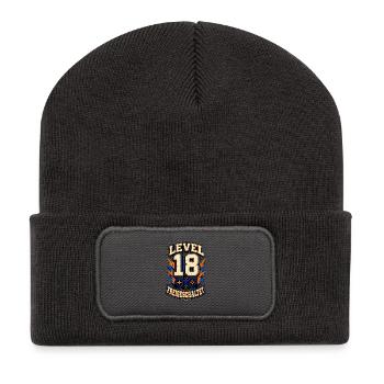 Level 18 freigeschaltet – Gamer Geburtstag - Recycelte Patch Beanie - Dunkelgrau - Vorne