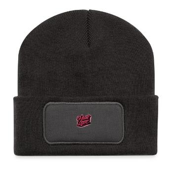 Plant Lover – Pinkes Retro Pflanzen Statement - Recycelte Patch Beanie - Dunkelgrau - Vorne