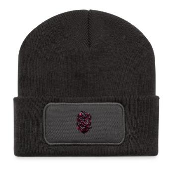 Neon Monstera – Dark Botanical Jungle Design - Recycelte Patch Beanie - Dunkelgrau - Vorne