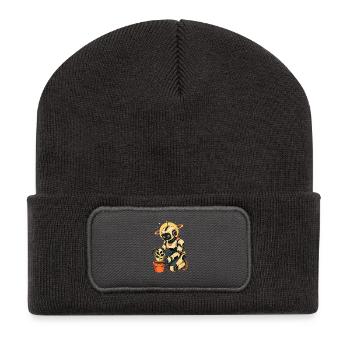 Robot-Gärtner im Orbitglanz - Recycelte Patch Beanie - Dunkelgrau - Vorne