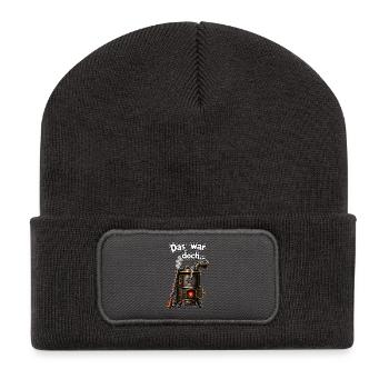 Das war doch... ein Schuss in den Ofen - Recycelte Patch Beanie - Dunkelgrau - Vorne