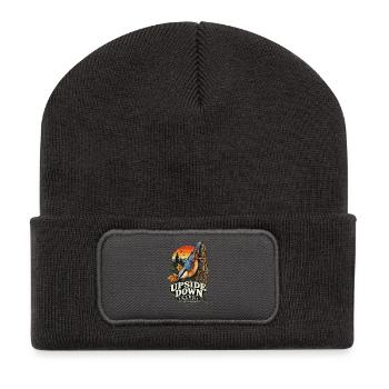 Kleiber Upside Down Club Natur-Badge Vintage  - Recycelte Patch Beanie - Dunkelgrau - Vorne