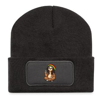 Cool Rastafarian Sloth - Recycled Patch Beanie - dark grey - Front