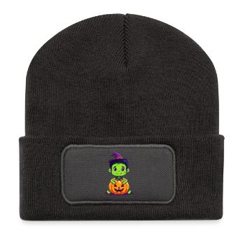Halloween-Kind - Recycelte Patch Beanie - Dunkelgrau - Vorne