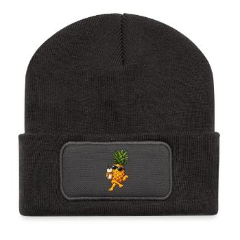 Ananas mit Latte Macchiato - Recycelte Patch Beanie - Dunkelgrau - Vorne