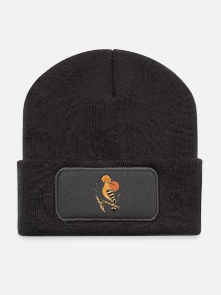 Wiedehopf Vintage - Recycelte Patch Beanie - Dunkelgrau