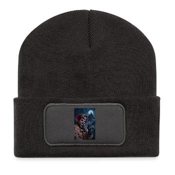 Unheimlicher Clown-Chirurg – Halloween-Horror - Recycelte Patch Beanie - Dunkelgrau - Vorne
